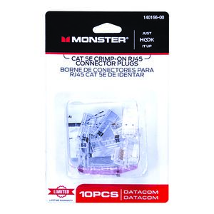 Monster Jhiu 10-Piece CAT 5E RJ-45 Connector Plugs Clear Monster Jhiu 10-Piece CAT 5E RJ-45 Connector Plugs Clear